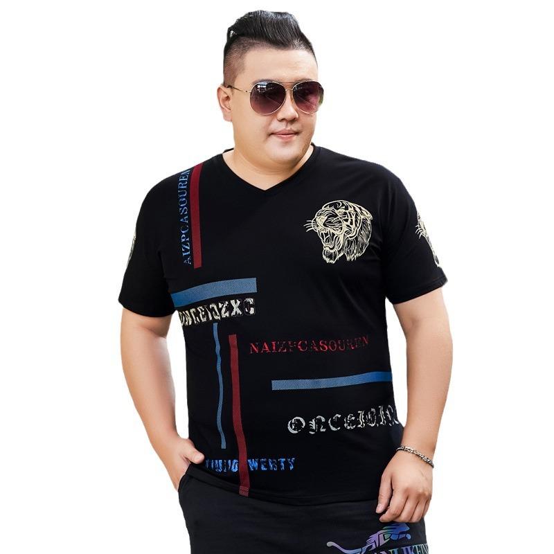 Мужская летняя новая футболка больших размеров с короткими рукавами Fat Man Oversized, свободная рубашка с половиной рукавов из ледяного шелка