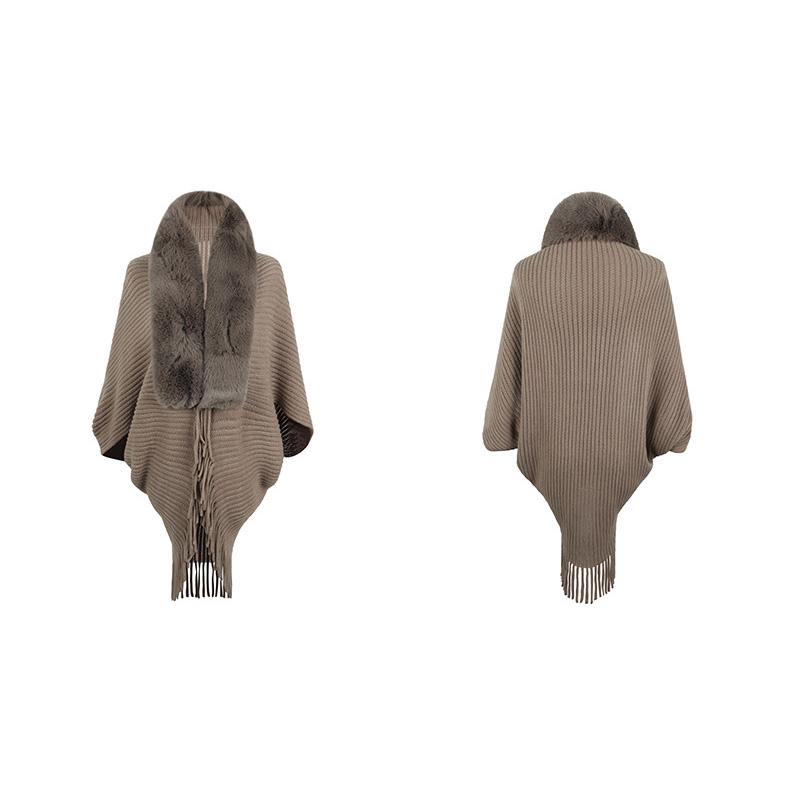 Осень и Зима Женский Свободный Кардиган-Накидка Кросс-Граница с Рукавами Летучая Мышь Трикотаж V-образный Вырез Свитер