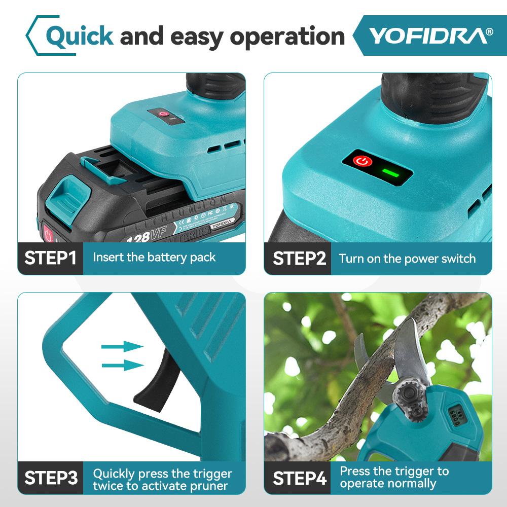 Yofidra 30 мм бесщеточный электрический секатор, мощный секатор, садовый резак для веток деревьев, ножницы, инструмент для аккумулятора Makita 18 В