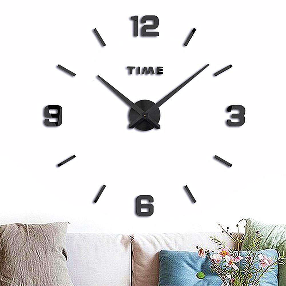 Living Room Black Fancy Large DIY 3D Frameless Acrylic Mirror Sticker Art Home Decor Unique Gift Modern Luxury Wall Clocks Wall