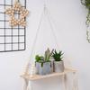 Wall Hanging Shelf Nordic Bohemia Style Wood Floating Shelf Adjustable Rustic Plant Storage Rack Holder with Tassels