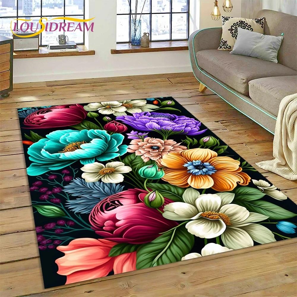 3D Dream Sun Flowers Nordic Daisy Rug Ковер для гостиной Спальня Домашний декор, Нескользящее украшение для дивана Коврик Подарки для детей