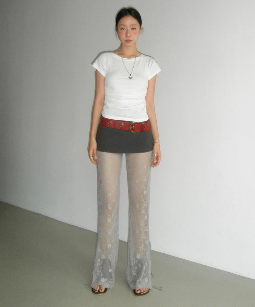 INSEOWL Lace Layered Skirt Pants - Charcoal