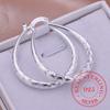 Original 925 Sterling Silver Corrugated Big Huggie Earrings For Woman Fashion Charm Christmas Jewelry Gift