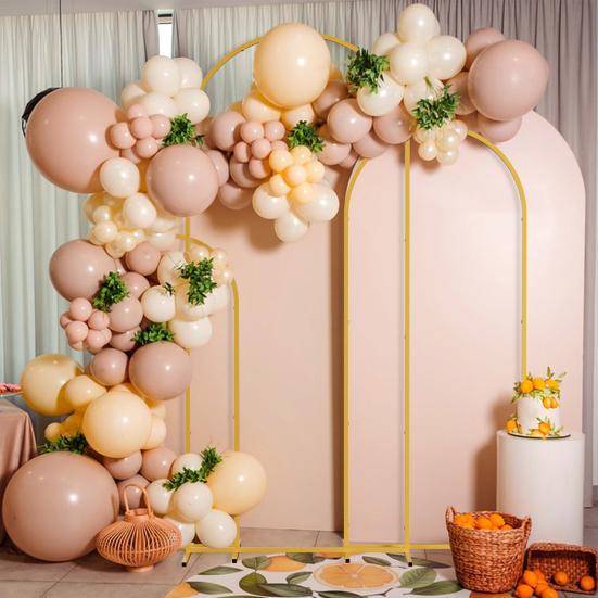 Wedding Ceremony Backdrop 3 Pcs Metal Arch Stand, 6Ft 6.6Ft 7.2Ft Frame Set, Outdoor Square Decor Arched Balloon Stand for Baby Shower Birthday Party