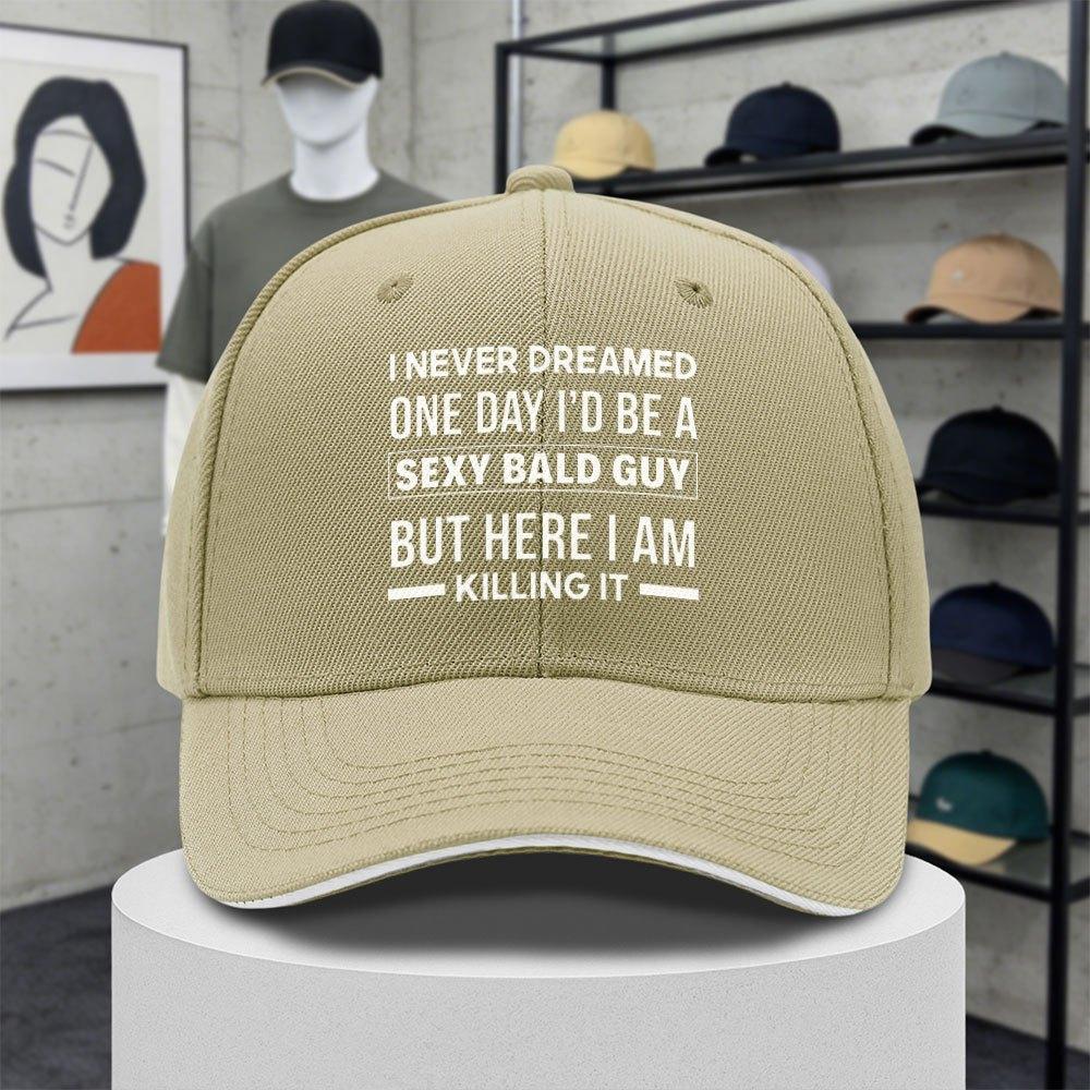 Funny Bald Unisex Printed Adjustable Baseball Cap for Unisex Women Daily Commute Travel Sports Fishing Gift