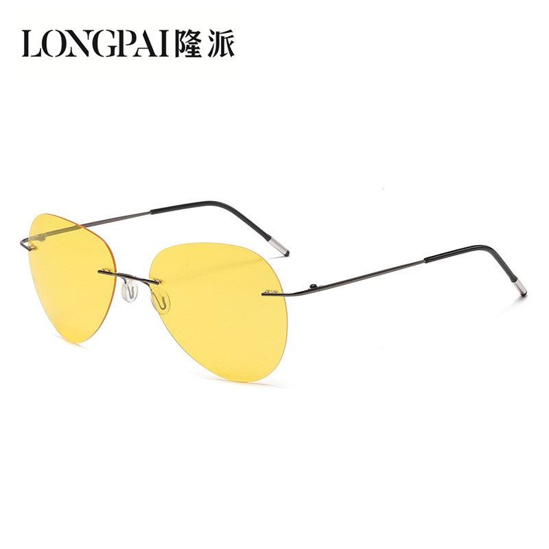 Сверхлегкие солнцезащитные очки без оправы из титанового сплава для мужчин, очки-жабы для вождения, поляризованные, меняющие цвет очки для пилотов