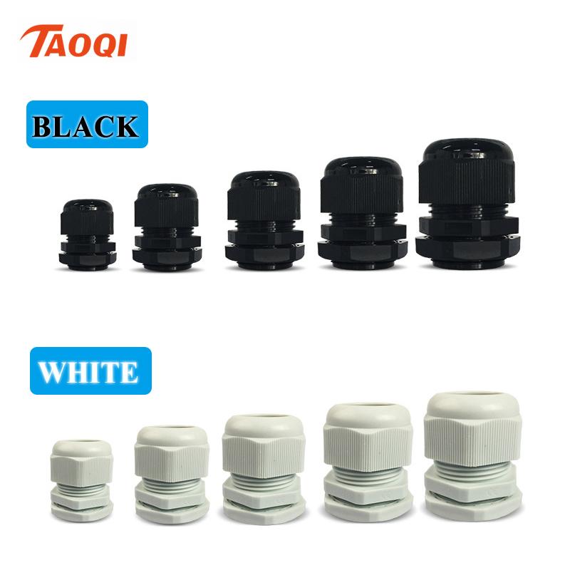1/2/5/10pcs Waterproof Cable Gland Cable Entry IP68 PG7-PG36 White/Black Nylon Plastic Connector Joint