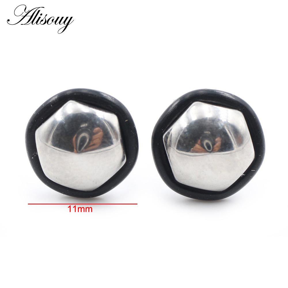 Alisouy 2 шт., нержавеющая сталь, крест, шестигранный конус, шип, квадратные, круглые, серьги-гвоздики, пирсинг козелка, поддельные, конусные, для мужчин и женщин