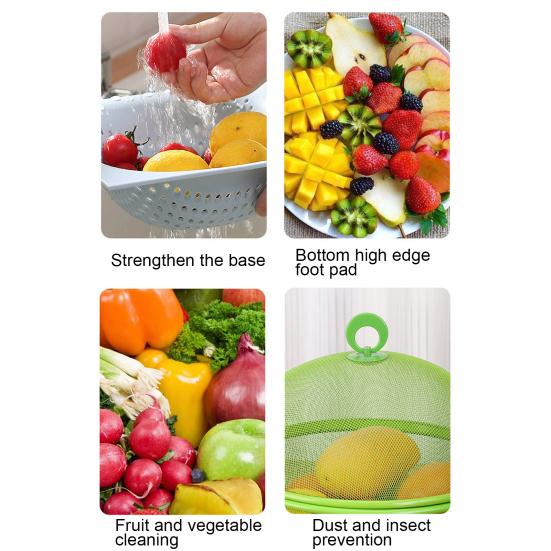 Большая сетчатая корзина для фруктов с крышкой, защищенная от мух, легко моется