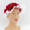 Adult Mrs Santa Hat with Lace for Holiday New Year Red and Green Christmas Mistletoe Bonnet Hat Accessories