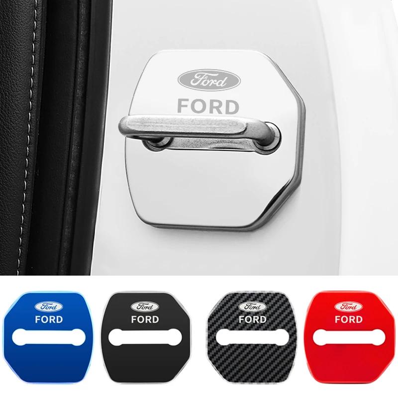 Car Sticker 4pcs Door Lock Decoration Protection Cover Emblem case for Ford Kuga Territory Focus RS Escort Fiesta Mondeo Accesso