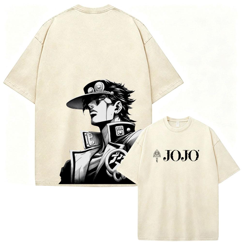 Camiseta vintage lavada de Anime JoJo Bizarre Adventure Stone Ocean Kujo Jolyne, ropa informal para hombre y mujer, cami 1217