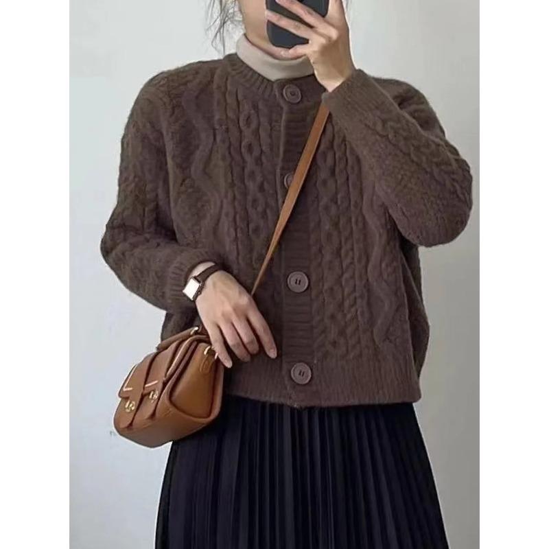 Свободный топ с перекрутом под горло, женский, новый вязаный кардиган-жакет на весну, осень и зиму