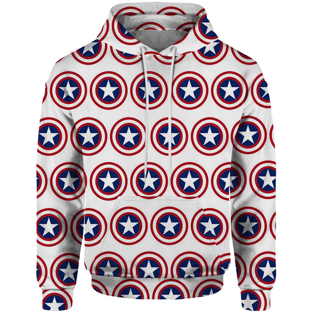 Autumn and Winter Male Clothes Digital Printing New In Hoodies & Sweatshirts Trend Clothing Five-pointed Star Hoodie Sweatshirt