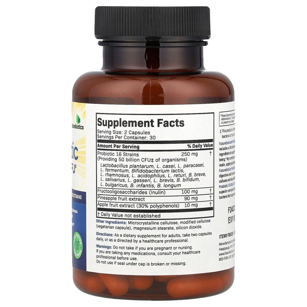 FutureBiotics Probiotic Plus Prebiotic 50 Billion CFU Veggie Capsules, 60 Count