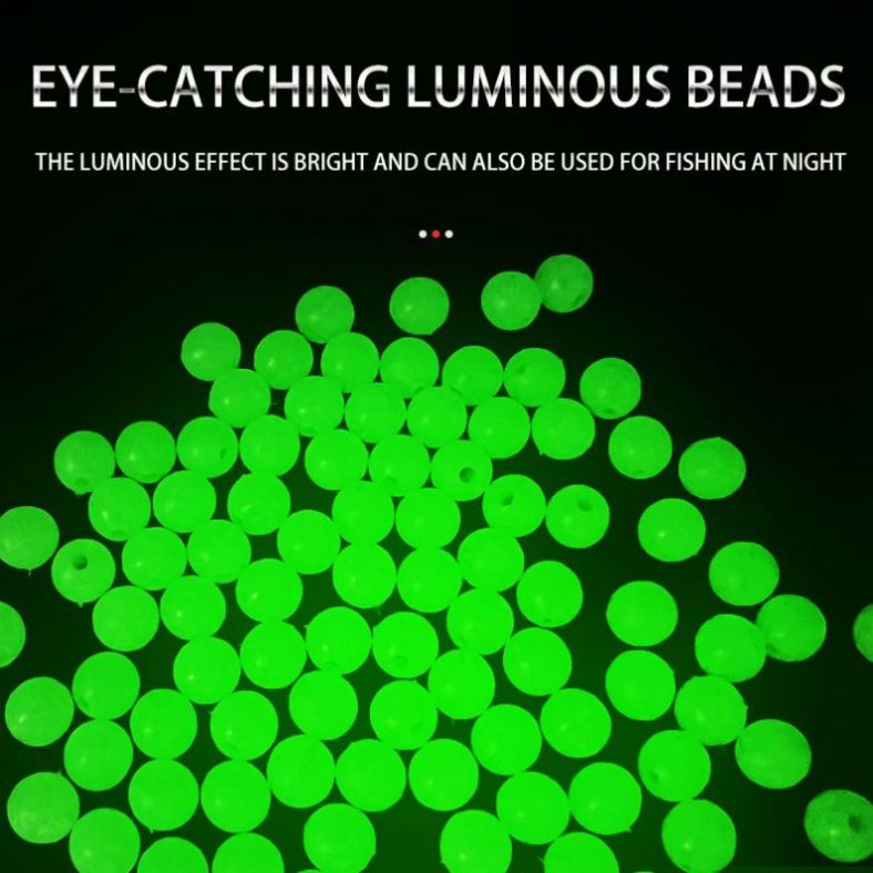 1000pcs Glow Fishing Beads Hard Plastic /Soft Rubber Colorful Fish Beads Luminous Round Fishing Lures Accessories Beads Fish