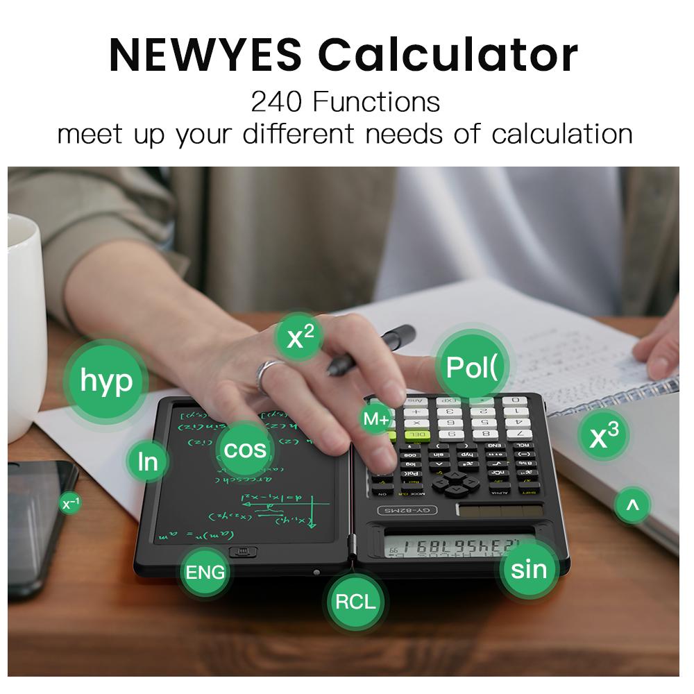 2-In-1 Foldable Scientific Calculator 6 inch Writing Tablet 82MS 240 Function LCD Display For College Office Student Teacher