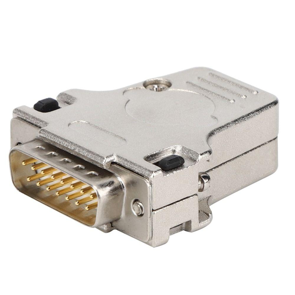 DB15P-180 D-SUB Serial Connector Male Port Metal Shell DB15 Module Stable Performance 15 Pin 2 Rows Serial Adapters