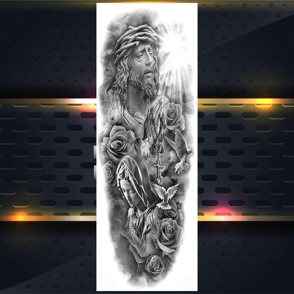 Длинные Временные Татуировки На Полную Руку Для Мужчин Мальчиков Лев Король Зверей Военная Тату Боди-Арт Хна Поддельные Волк Водонепроницаемые Рукава Татуировки Наклейки