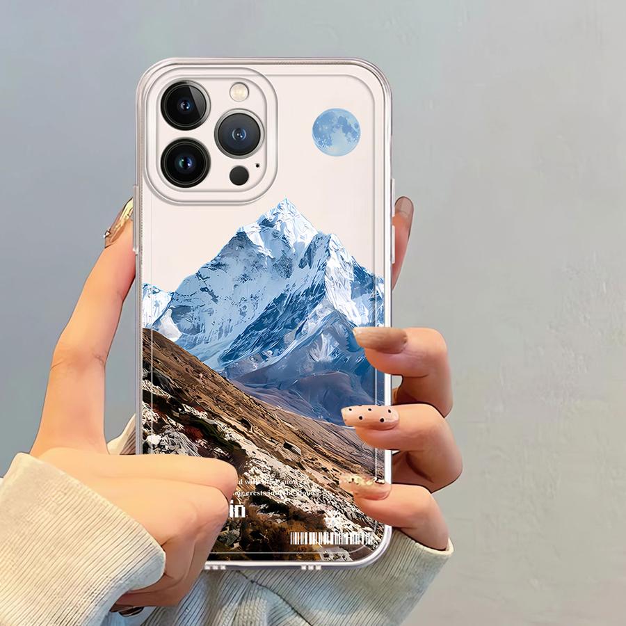 Чехол для iPhone 17 Pro Max 14 Plus 12 Mini 7 8 11 XS Max XR 16 Air 15 13 Pro Мягкая накладка на телефон Снежные горы Живописный хребет