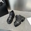 Men's Trendy Retro Spanish Leather Motorcycle Boots with Thick-Sole Platform and Metal Rivets.
