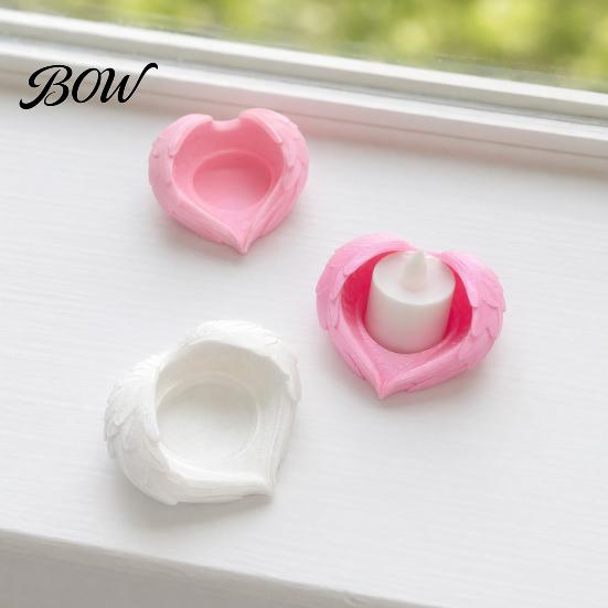 Unique Candle Display Stands 3D Printed Angel Wing Candlestick Ornaments, Heart Shape Decorative Tabletop Holder, Romantic Table Centerpiece, Festive