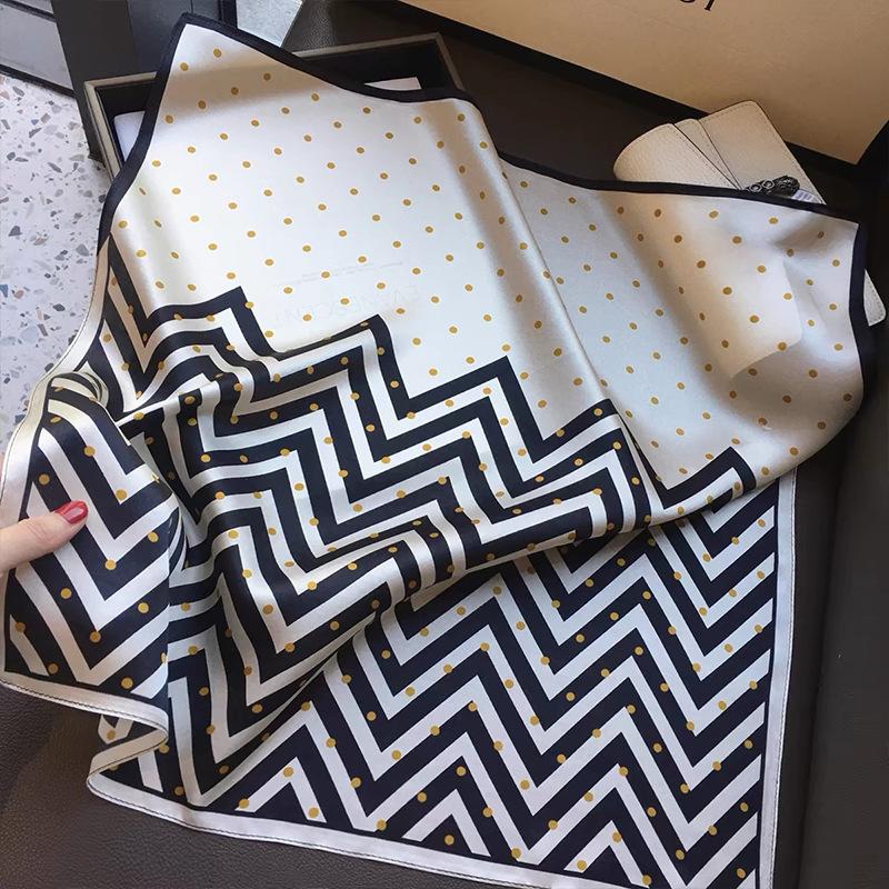 Luxury Print Satin Silk Square Scarf for Women Shawl Hijab Neckerchief Female Hair Ribbon Headband Fashion Wrap Bandana