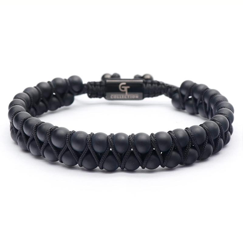 Двухслойный матовый браслет из камня тигровый глаз с настраиваемой DIY гравировкой