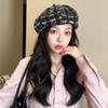 New retro beret children spring and summer plaid fashion newsboy hat literary and versatile painter hat shade