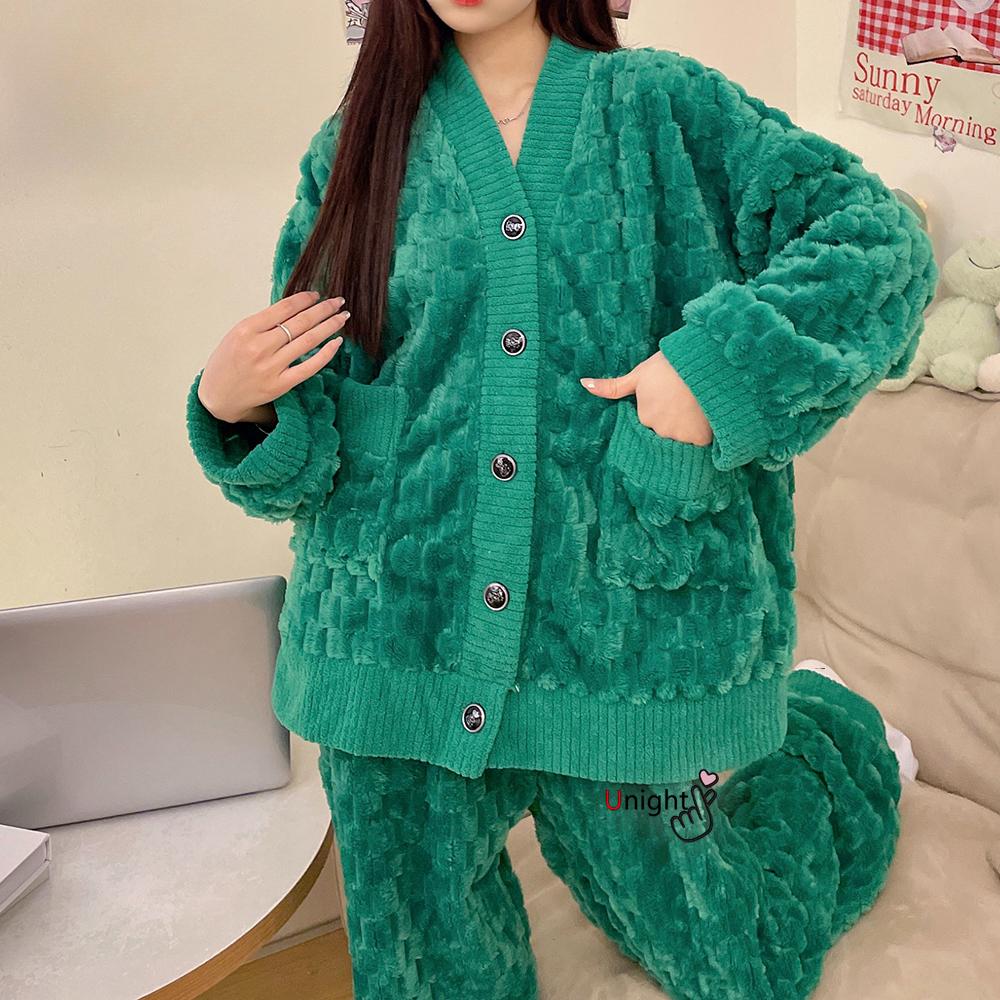 Plus Size Pajama Set Warm Flannel Lounge Clothes Women's Winter Pajamas Velvet Pajamas Sweatshirt Lounge Clothes Pajamas