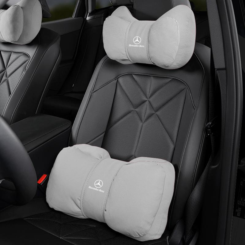 Car Soft Fabric Headrest Lumbar Support Decoration Auto Valve Cap For Mercedes Benz W205 C300 W203 W206 W108 W124 W126 W140 W168 ll1