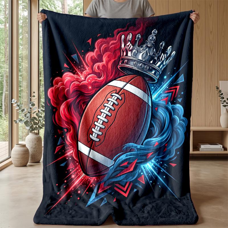 Football Crown Glory Theme blanket Lightweight Warm Flannel Blanket Decorative Throw Blanket for Home Decoration