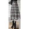 Зимняя ретро клетчатая длинная шерстяная юбка для женщин с высокой талией, утягивающая, нестандартная А-силуэтная юбка большого размера