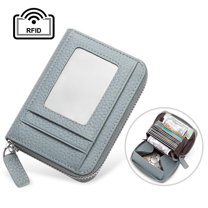 Rfid Card Holder 100% Genuine Leather Business Card Wallet Organ Card Bag Female Bag Japanese