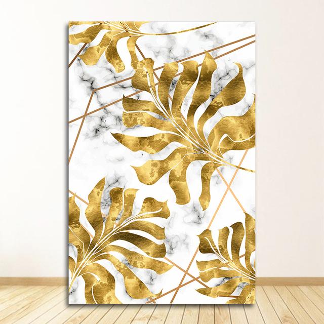 Wall Art Pictures for Living Room Modern Decor Nordic Plants Golden Leaf Canvas Painting Botanical Posters and Print Abstract