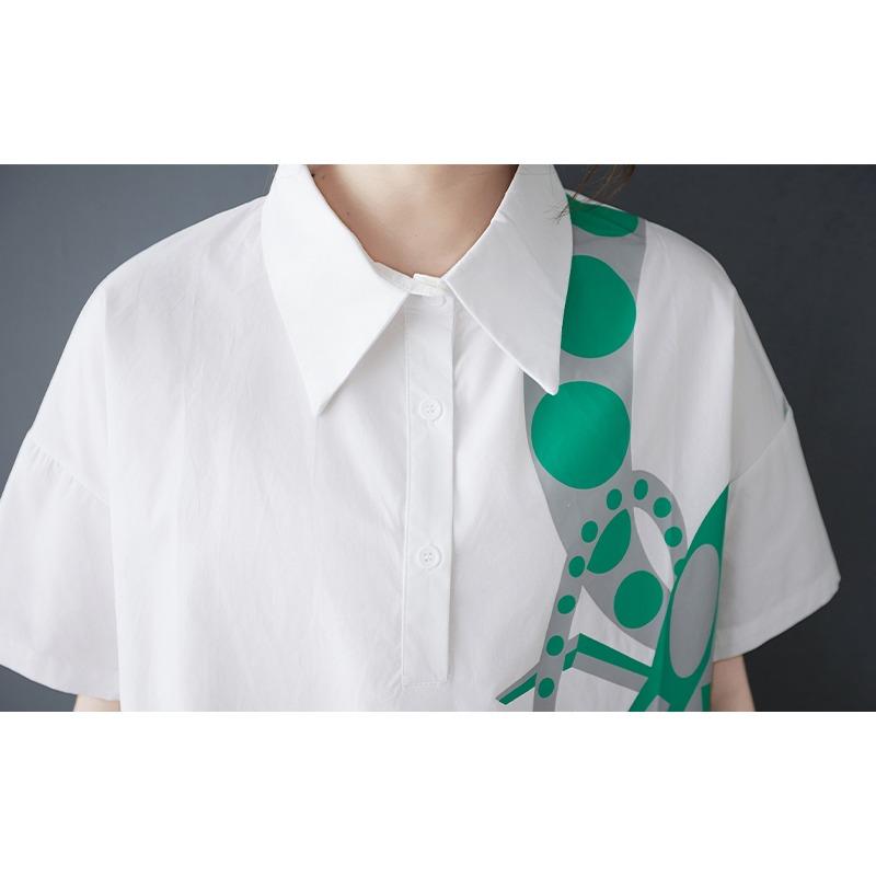 DIMANAF 2025 Plus Size New Summer Blouse Short Sleeve Printing Shirt Casual Women Loose Tops Shirts