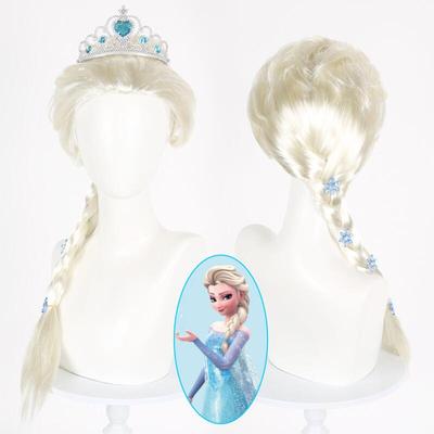 Парик для косплея принцессы Эльзы из мультфильма «Холодное сердце» для детей, девочек, на Хэллоуин, Снежная королева, 70 см, светло-золотистый, коса, наряд, аксессуары для карнавальной вечеринки