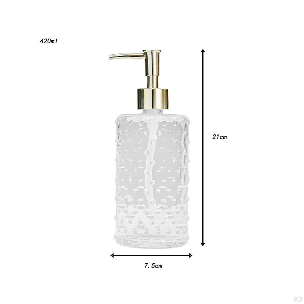 Clear Glass Soap Dispenser Empty 420ml Lotion Bottle Pump Container for Home Laundry
