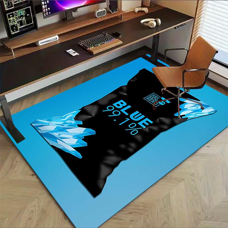 1pc HEISENBERG BLUE Home Office, Durable Polyester Floor Mat with Easy, Office Decor, Urban Style, Nonslip Backing