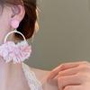Round Hollow Mesh Flower Earrings Sweet Drop Earrings Elegant Exaggerated Earrings  Women