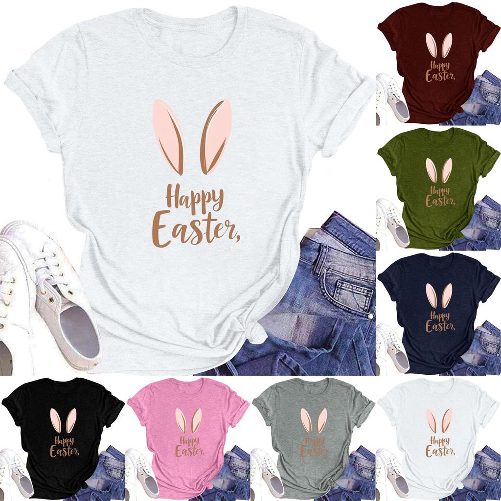 Women's Printed Round Neck Short-sleeved T-shirt Top