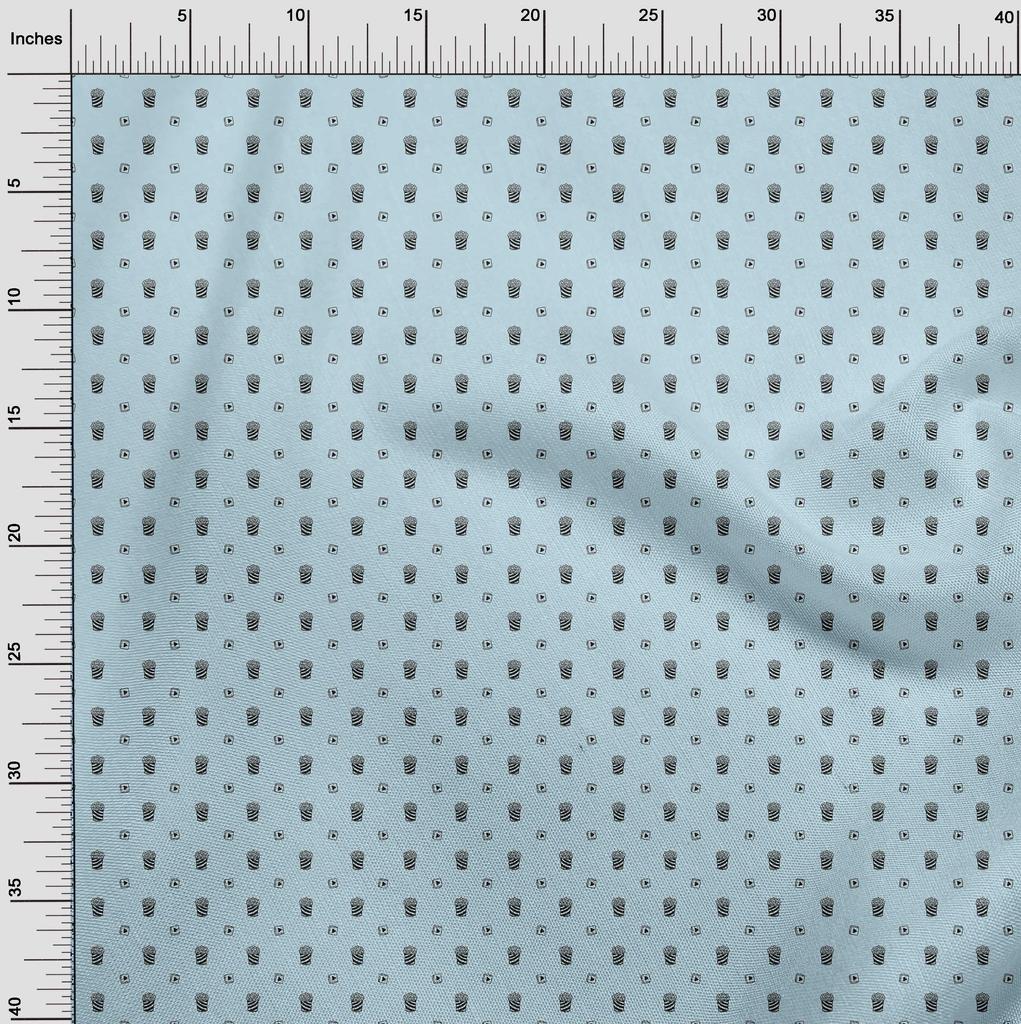 oneOone Хлопок Стрейч Голубой Ткань Кино Попкорн Тема Развлечений Материал для Платья Принтованная Ткань По Ярдам 40 Дюймов