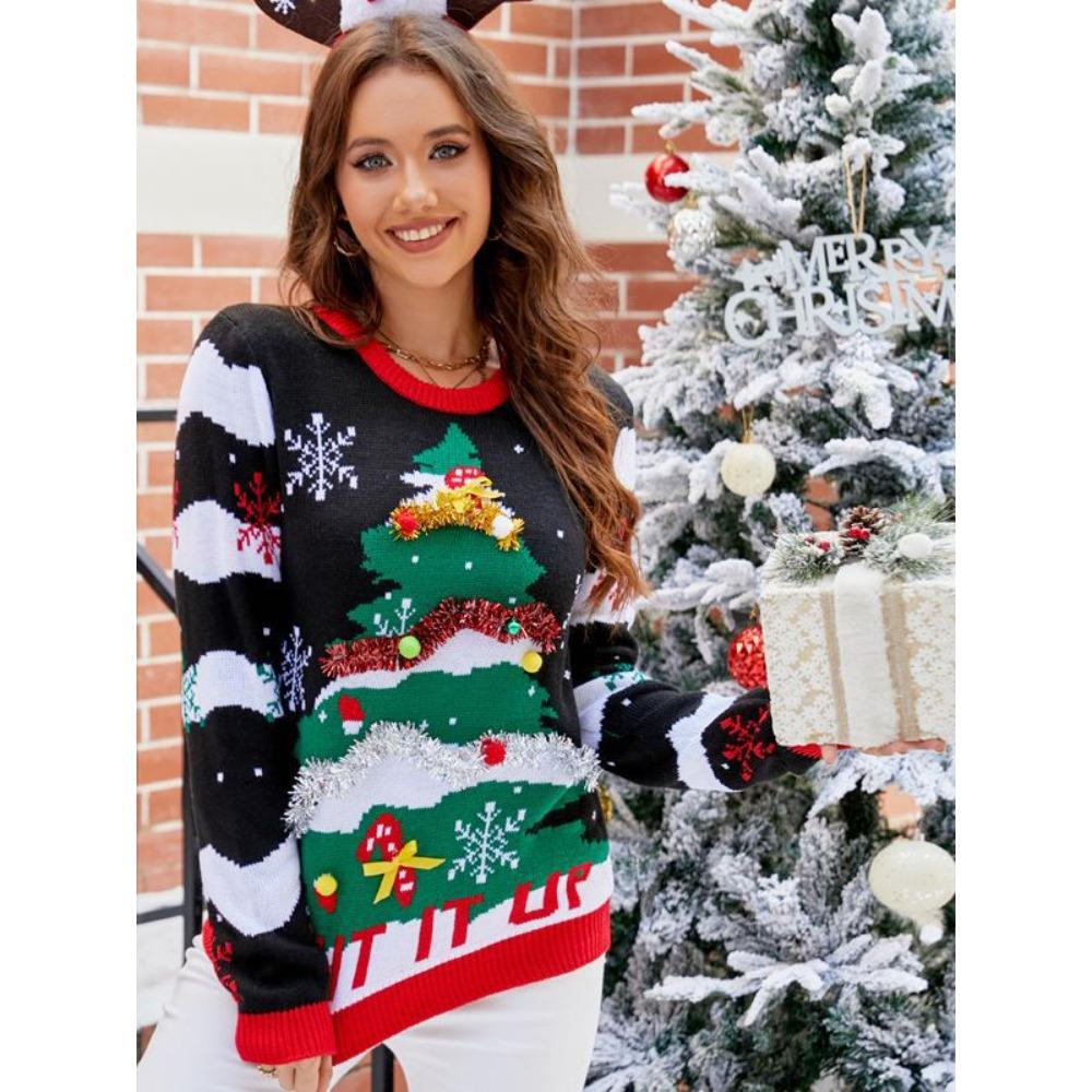 Зимний вязаный женский свитер, красный свободный пуловер с круглым вырезом, женский джемпер, элегантный весенний новогодний модный рождественский свитер