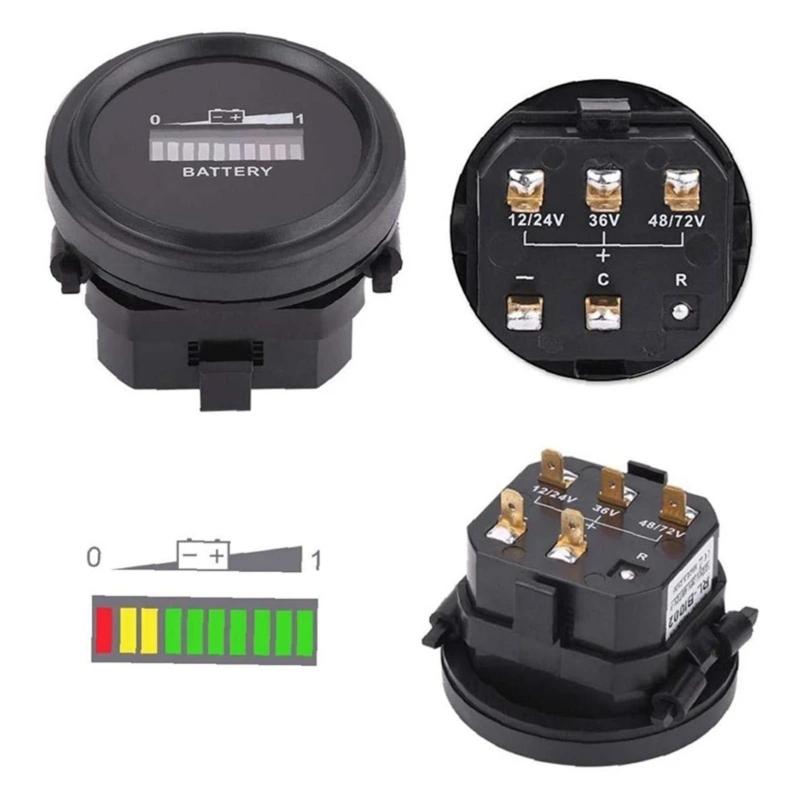 Высокоточный круглый монитор емкости аккумулятора с ЖК-дисплеем в процентах и вольтметром уровня напряжения для морской техники и вилочных погрузчиков