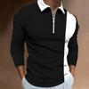 2025 Новая осенне-зимняя мужская модная рубашка-поло с длинным рукавом и лацканами, модная вставка
