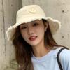 Fashionable Summer Women's Sun Hat With Large Brim And Smiley Face Embroidery For Sun Protection