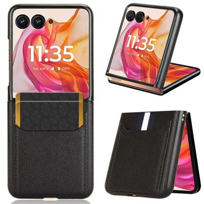 Чехол-крышка для мобильного телефона Motorola Razr 50 Ultra / Razr 40 / 40 Ultra Flip с текстурой личи, слот для карты
