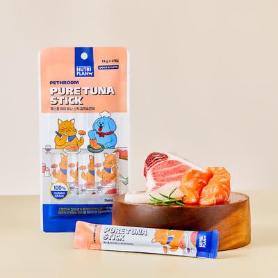 [pethroom x Dongwon] Чистая палочка тунца (Тунец и лосось_4 шт. в упаковке) Пюре для закуски «Чуру» для собак и кошек