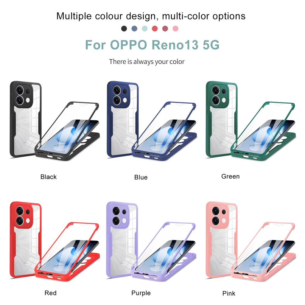 Для OPPO Reno13 5G 360 Чехол для телефона Полная защита Покрытие Защитная пленка для экрана Защита камеры Бампер Рамка Чехол Funda